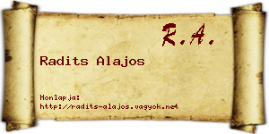 Radits Alajos névjegykártya